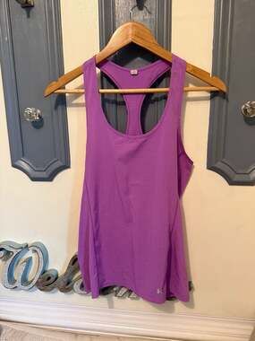 Under Armour HeatGear Racerback Perforated Athletic Tank Top - Purple